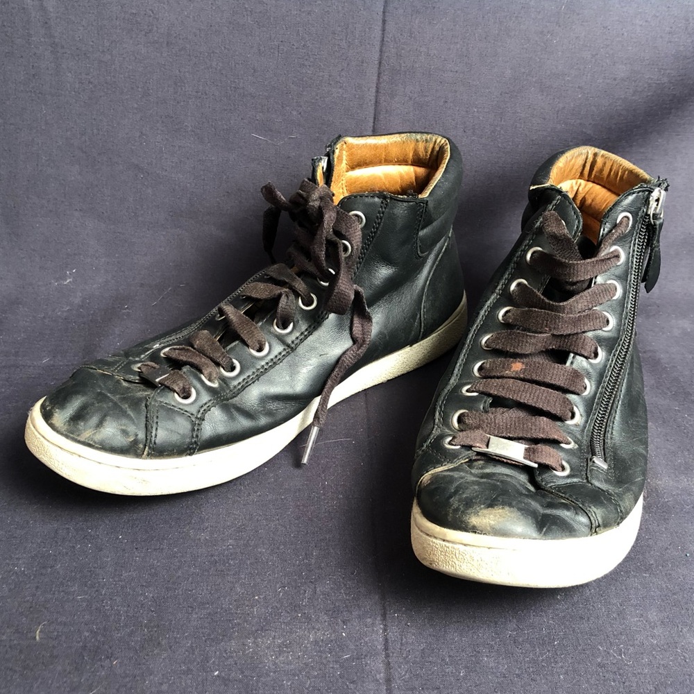 UGG black leather high top sneakers with zipper